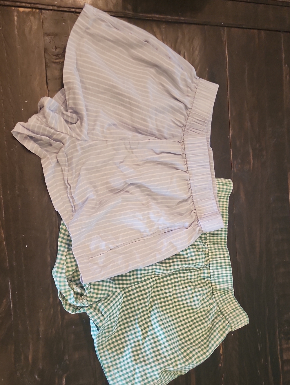 Aeropostale Light Blue & Green Checked  Girls Boxer Shorts